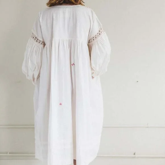 Story MFG. Mon Dress in Ecru Top Stitch - Picture 8 of 10